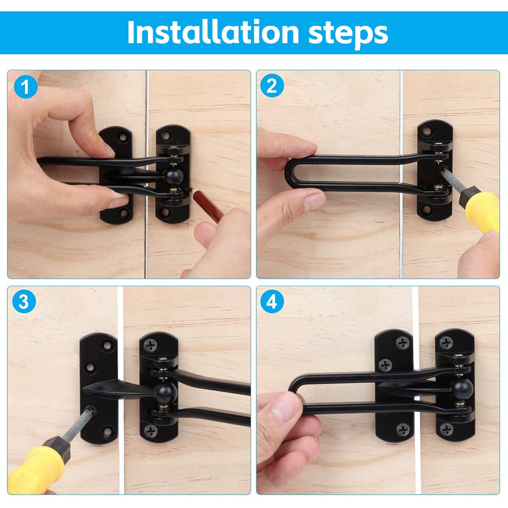 HASTHIP Door Lock Latch, Door Stopper for Kids Home Hotel Apartment, Thicken Aluminium Alloy Satin Nickel, Door Chain/Guard/Security Latch HASTHIP Door Lock Latch, Door Stopper for Kids Home Hotel Apartment, Thicken Aluminium Alloy Satin Nickel, Door Chain/Guard/Security Latch